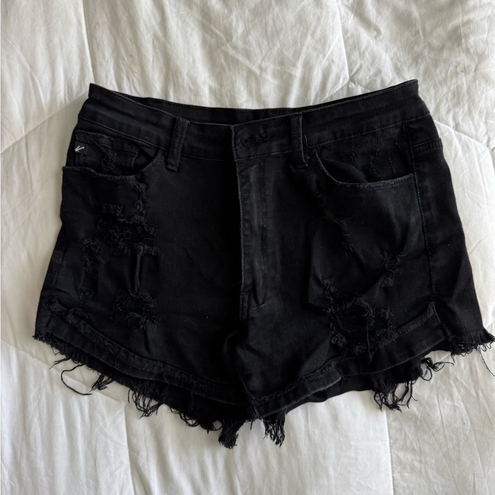 KanCan Black Frayed Hem Jean Shorts